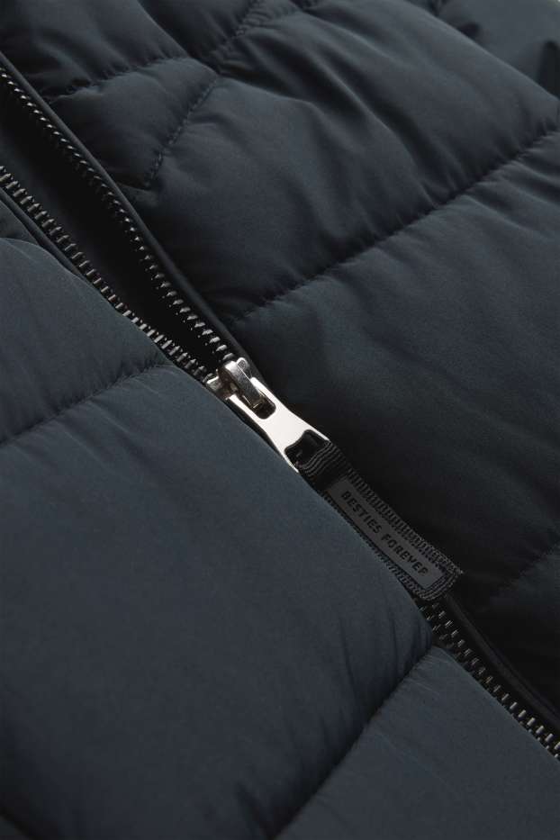 Children Girls - Quilted jacket with hood - water-repellent - black
