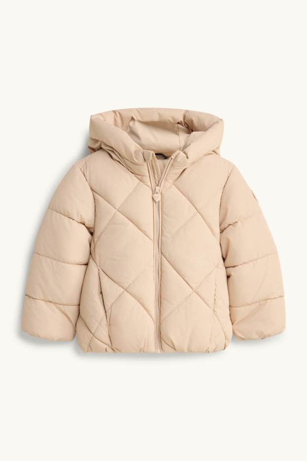 Children Girls - Quilted jacket with hood - water-repellent - beige