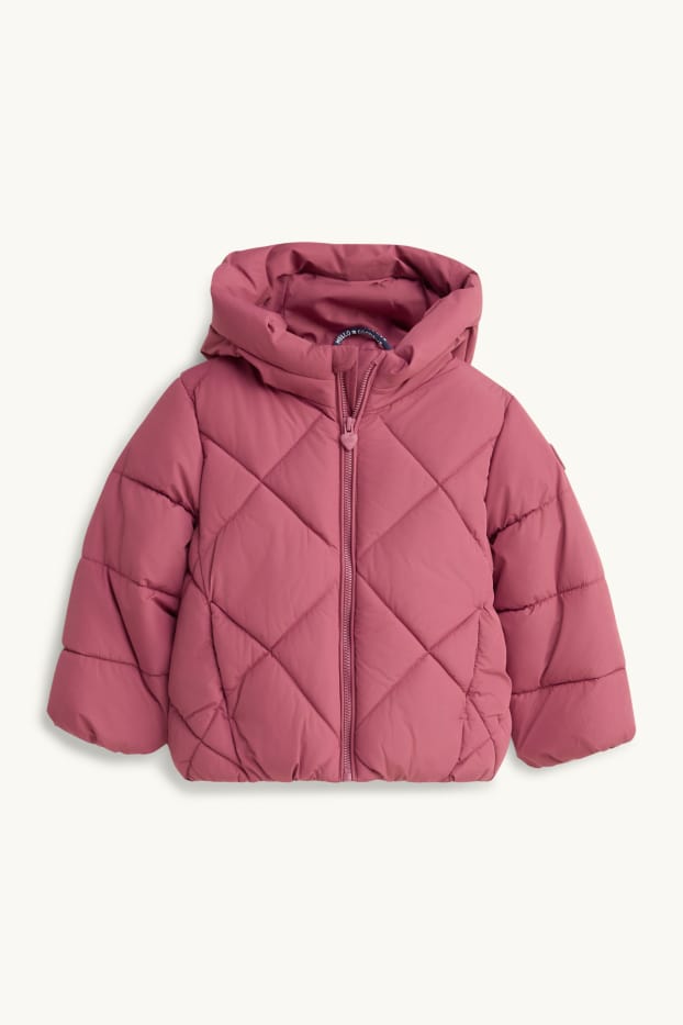 Children Girls - Quilted jacket with hood - water-repellent - pink