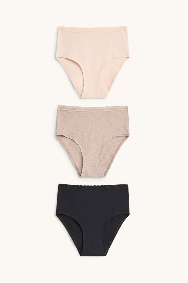 Donna - Confezione da 3 - slip - nero / beige