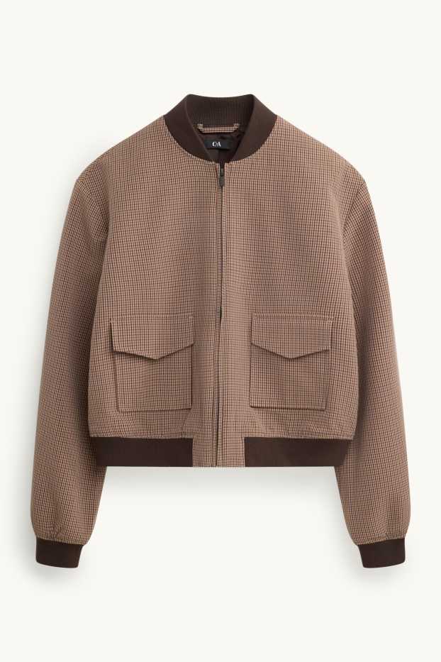 Damen - Bomberjacke - kariert - beige / braun