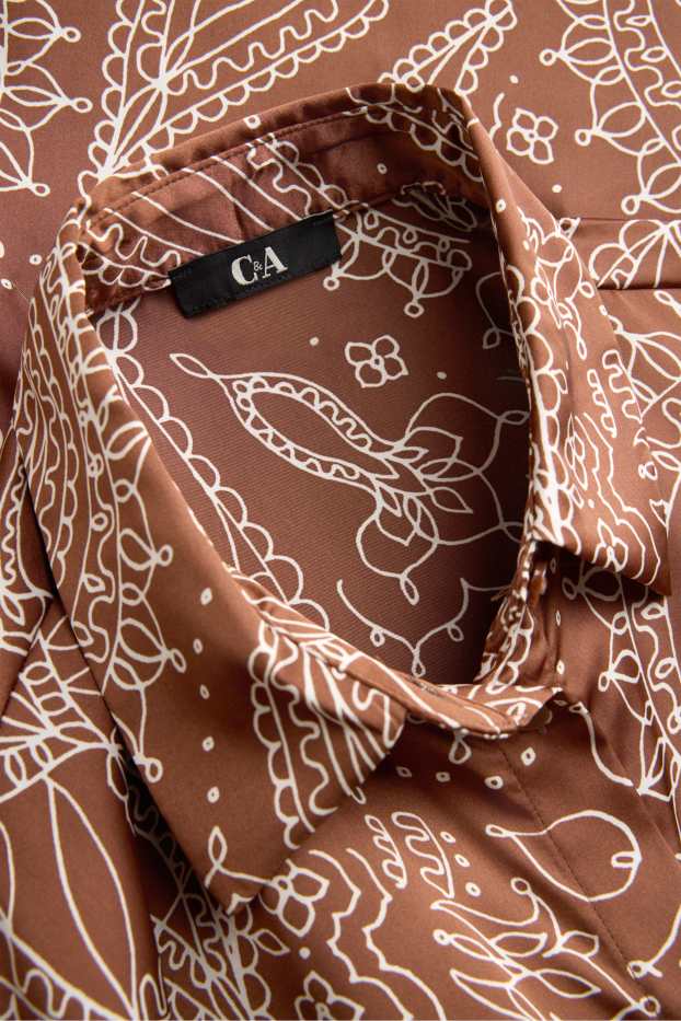 Women - Satin shirt blouse - patterned - rust