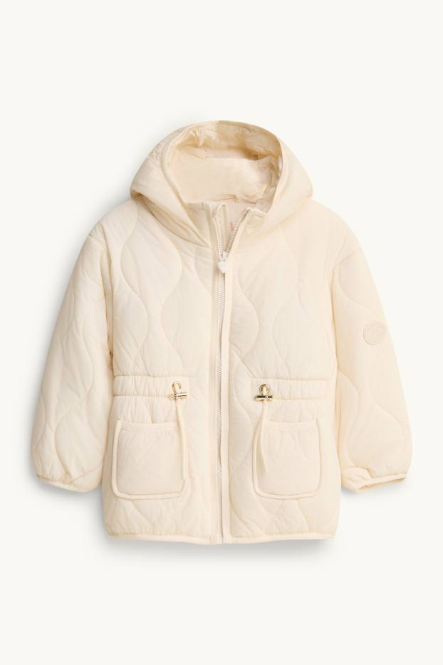 Children Girls - Heart - quilted jacket with hood - lined - water-repellent - creme