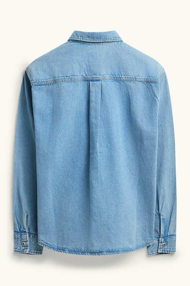 Bărbați - Jachetă tip cămașă - relaxed fit - guler Kent - denim-albastru