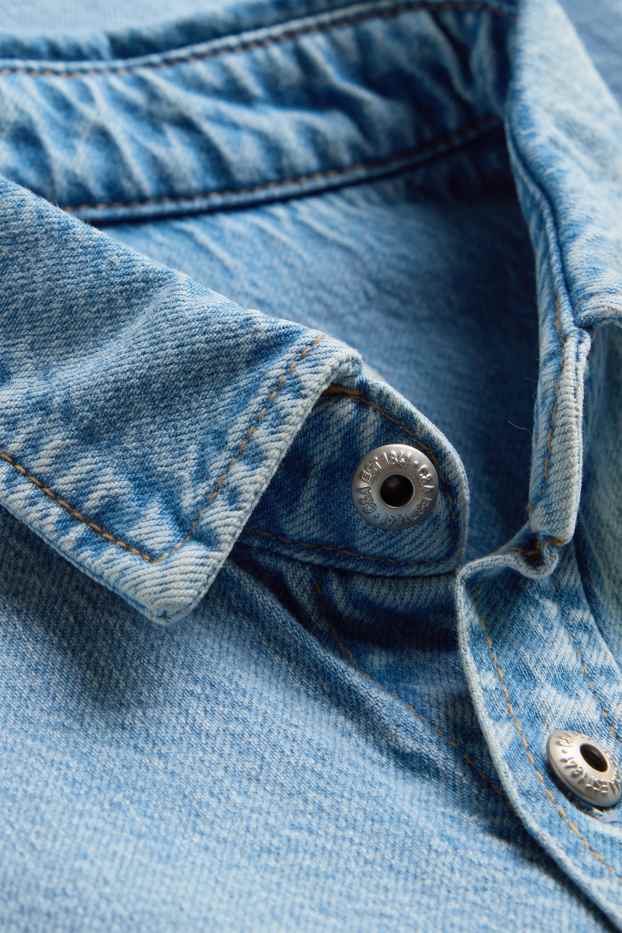 Bărbați - Jachetă tip cămașă - relaxed fit - guler Kent - denim-albastru
