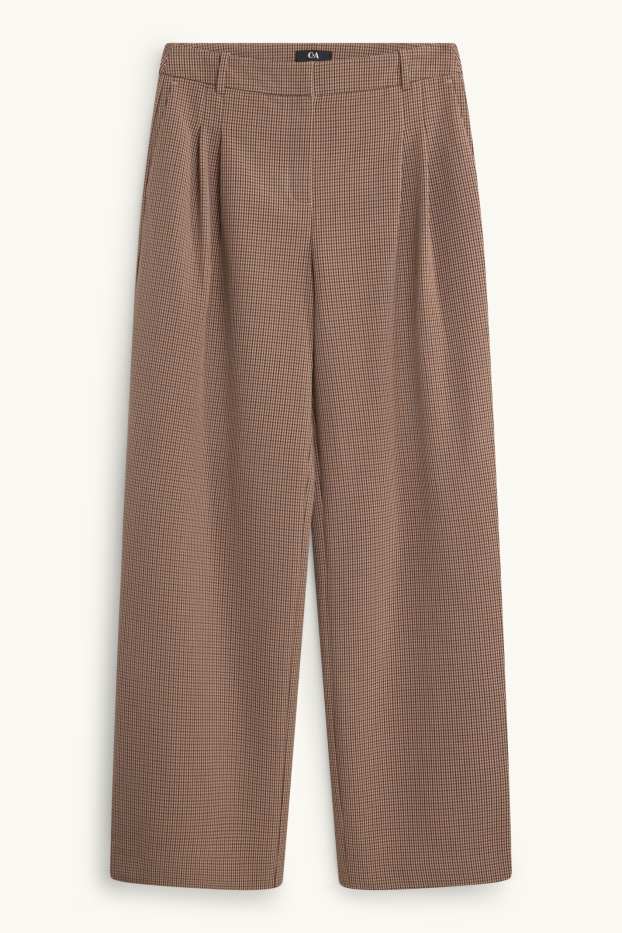 Damen - Business-Hose - Mid Waist - Regular Fit - kariert - braun