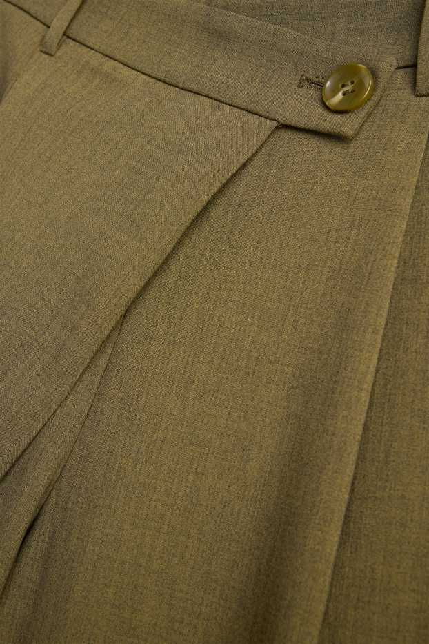 Dámské - Plátěné kalhoty - mid waist - loose fit - khaki