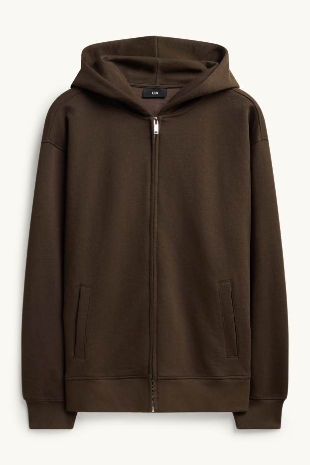 Herren - Sweatjacke mit Kapuze - dunkelbraun
