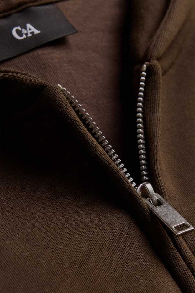Herren - Sweatjacke mit Kapuze - dunkelbraun