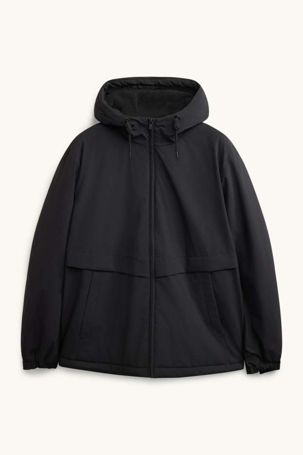 Herren - Jacke mit Kapuze - gefüttert - schwarz