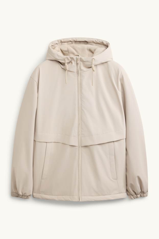 Herren - Jacke mit Kapuze - gefüttert - hellbeige