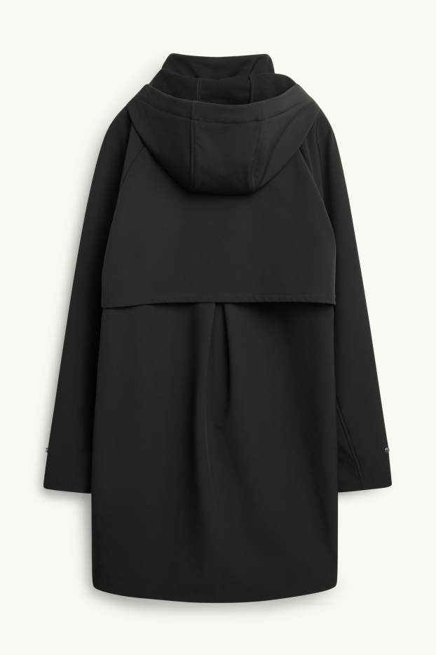 Dames - Softshellmantel met capuchon - waterafstotend - 4 Way Stretch - zwart