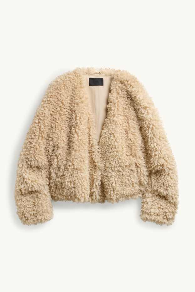 Donna - Giacca effetto peluche - beige