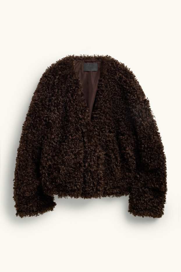 Femmes - Veste en peluche - marron foncé