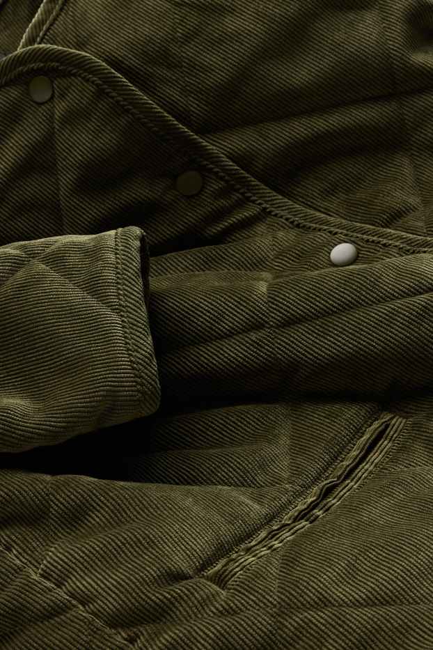 Damen - Cord-Steppjacke - dunkelgrün