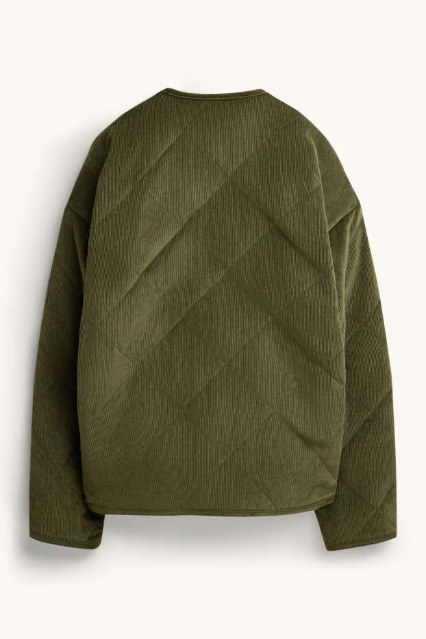 Damen - Cord-Steppjacke - dunkelgrün