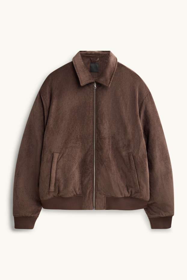 Hommes - Blouson aviateur en velours côtelé - finition doublée - marron