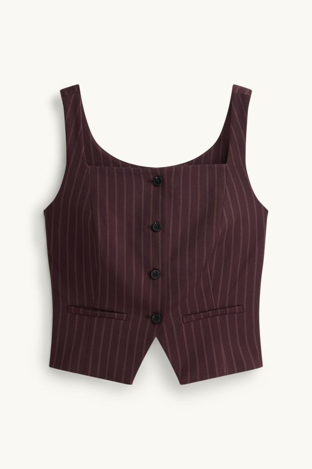 Damen - Weste - Slim Fit - gestreift - bordeaux