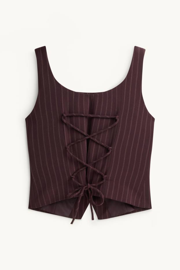 Damen - Weste - Slim Fit - gestreift - bordeaux
