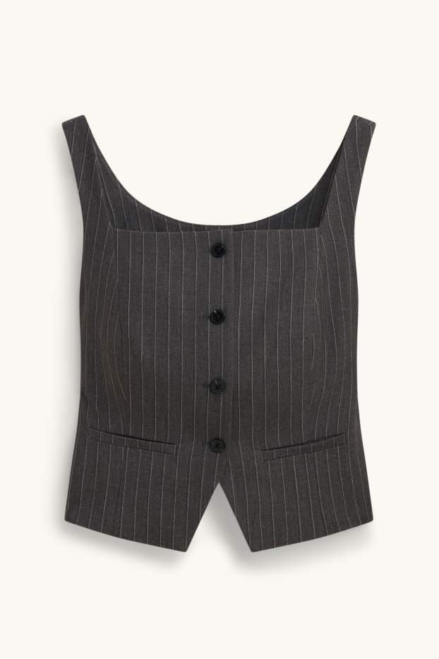 Damen - Weste - Slim Fit - gestreift - dunkelgrau / weiss