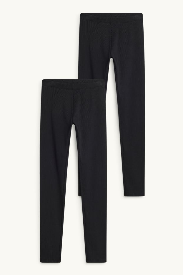 Bambine - Confezione da 2 - leggings - a coste - nero
