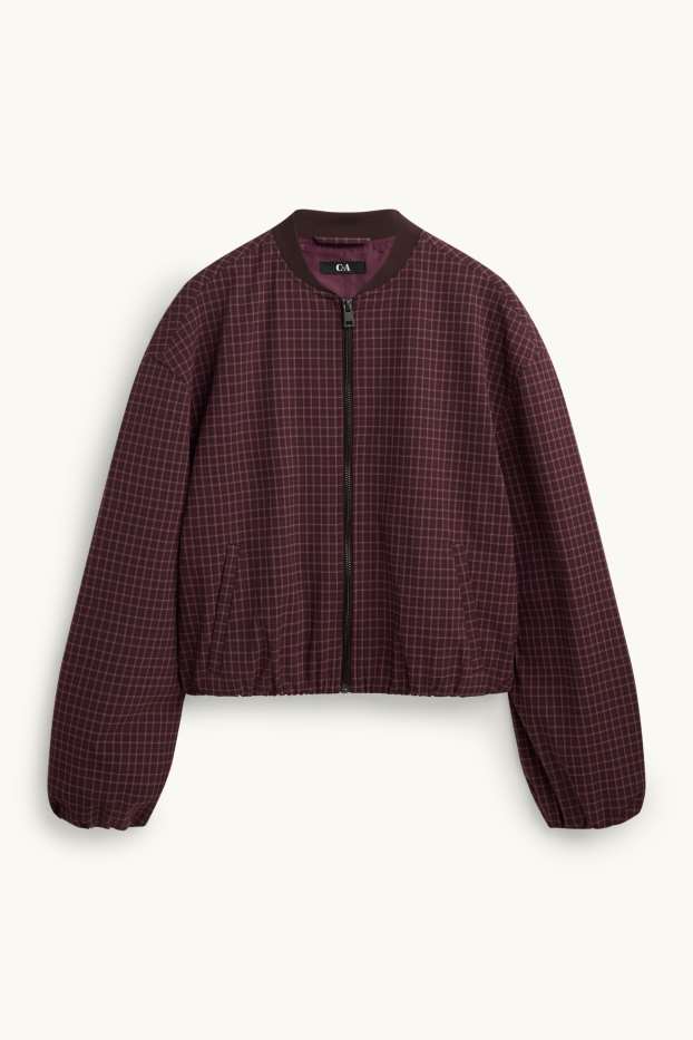 Femmes - Blazer Oversize - à carreaux - bordeaux