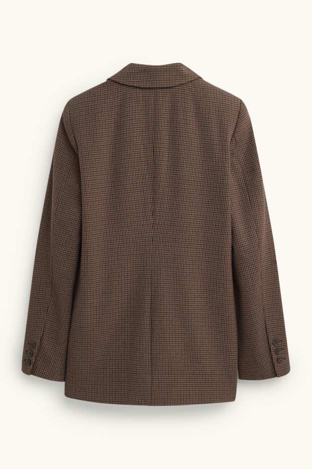 Women - Long blazer - regular fit - patterned - brown / dark blue