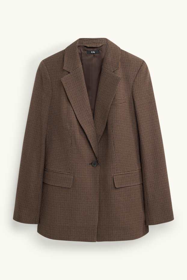 Women - Long blazer - regular fit - patterned - brown / dark blue