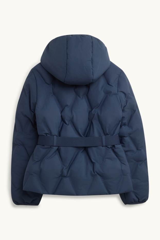 Children Girls - Quilted jacket with belt - lined - water-repellent - dark blue