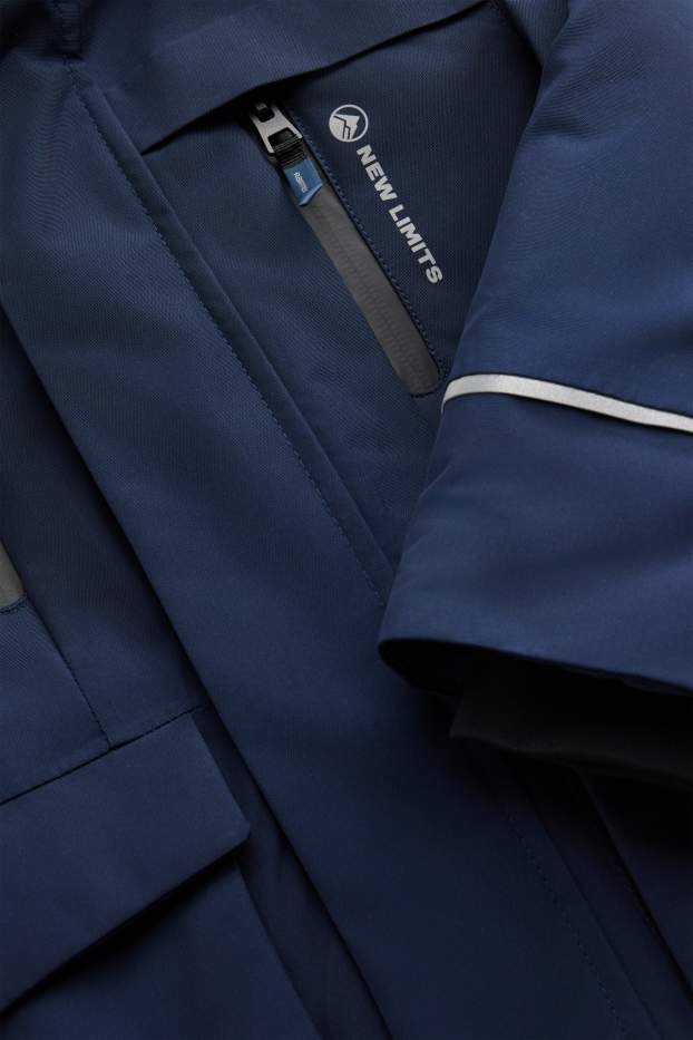 Děti - chlapci - Nepromokavá bunda s kapucí - s výplní - vodotěsná - tmavomodrá