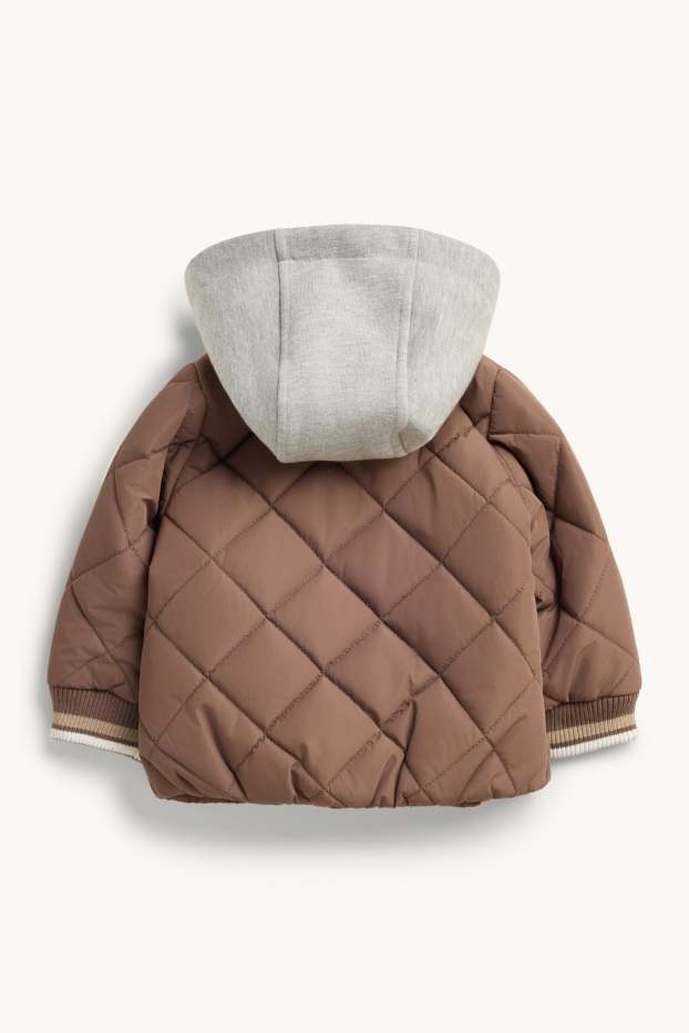 Baby Boys - Baby quilted jacket with hood - lined - brown