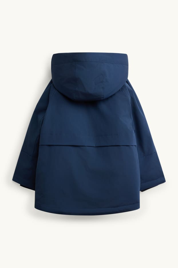 Kinderen: jongens - Parka met capuchon - gevoerd - waterafstotend - donkerblauw