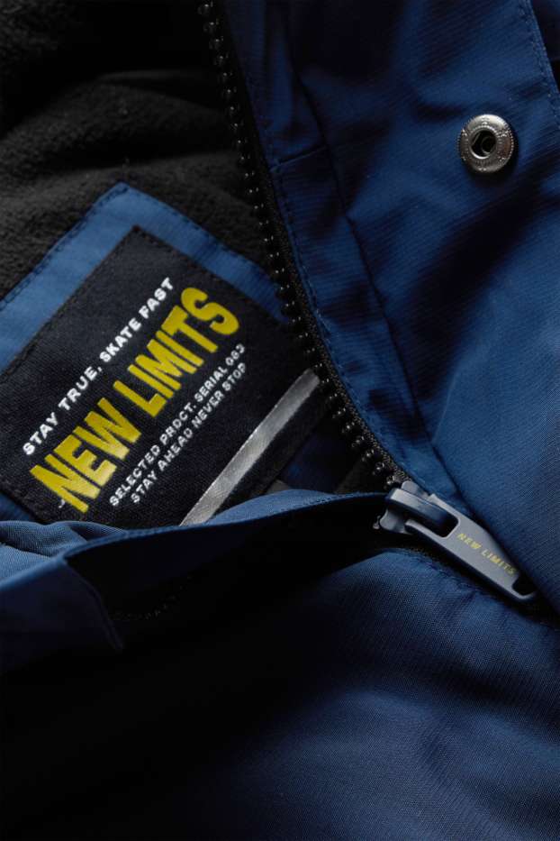Kinderen: jongens - Parka met capuchon - gevoerd - waterafstotend - donkerblauw