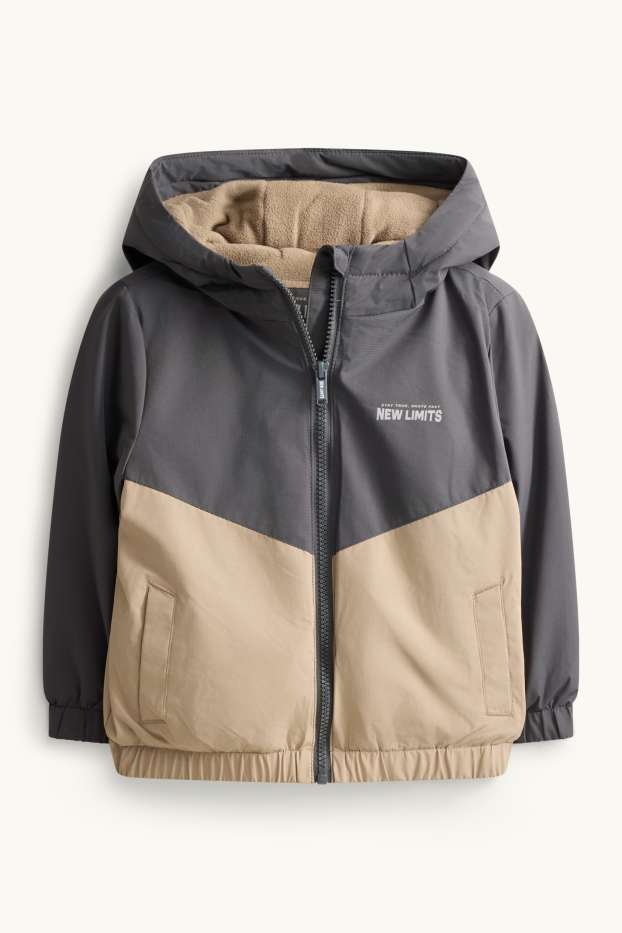 Children Boys - Jacket with hood - lined - water-repellent - beige