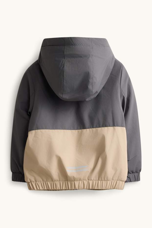 Children Boys - Jacket with hood - lined - water-repellent - beige
