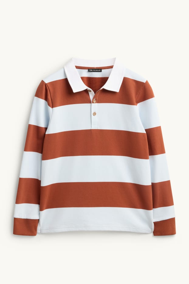 Kinder Jungen - Sweatshirt - gestreift - orange / hellblau
