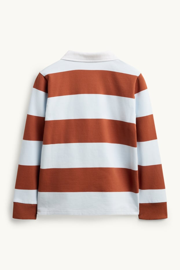 Kinder Jungen - Sweatshirt - gestreift - orange / hellblau