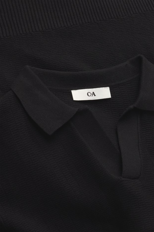 Kinder Buben - Langarmshirt mit V-Ausschnitt - schwarz