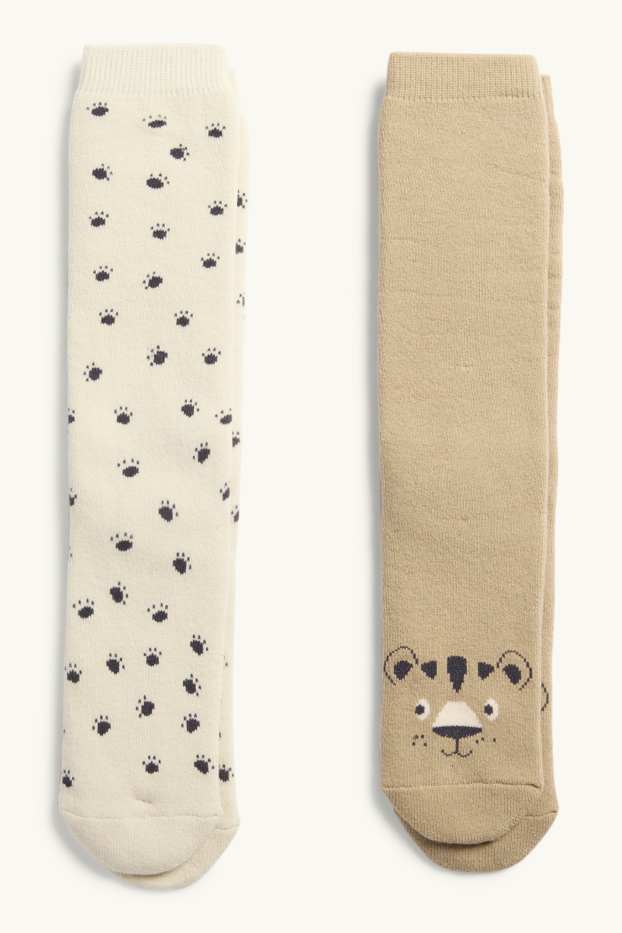 Bambini - Confezione da 2 - motivo tigre - calze - beige / marrone