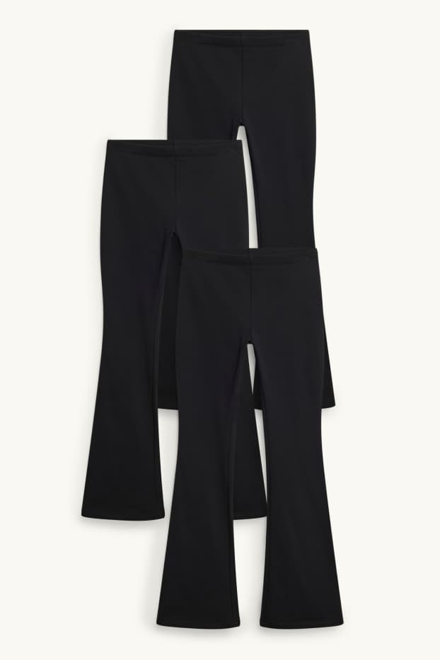 Kinder Mädchen - Multipack 3er - Flared Leggings - schwarz