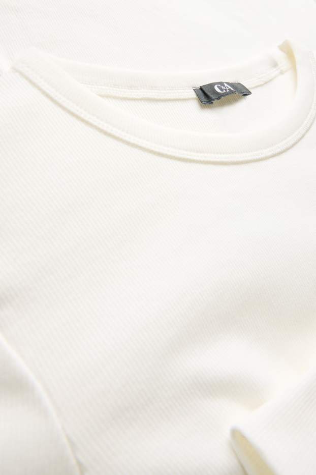 Dona - Samarreta de mànigues llargues - slim fit - acanalada - blanc