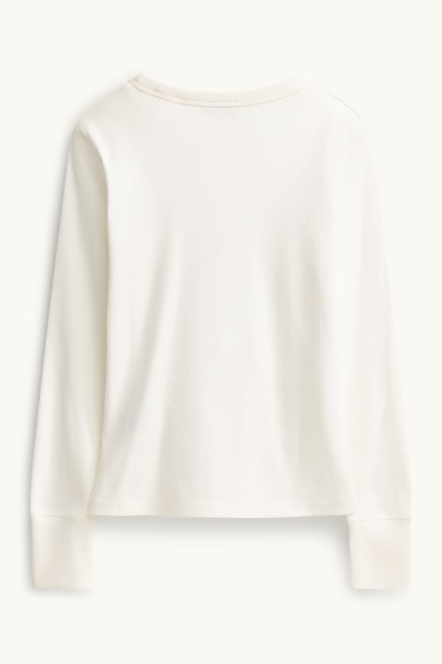 Dona - Samarreta de mànigues llargues - slim fit - acanalada - blanc