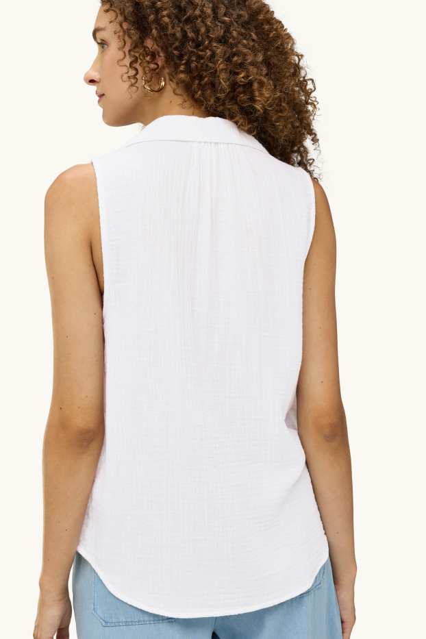 Dames - Blousetop - met structuur - wit