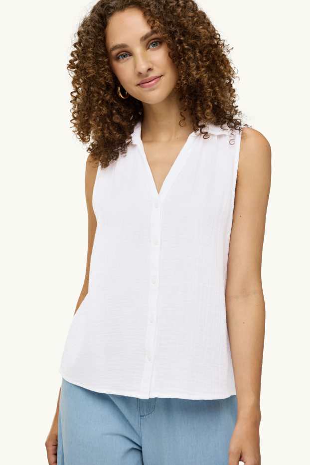 Dames - Blousetop - met structuur - wit