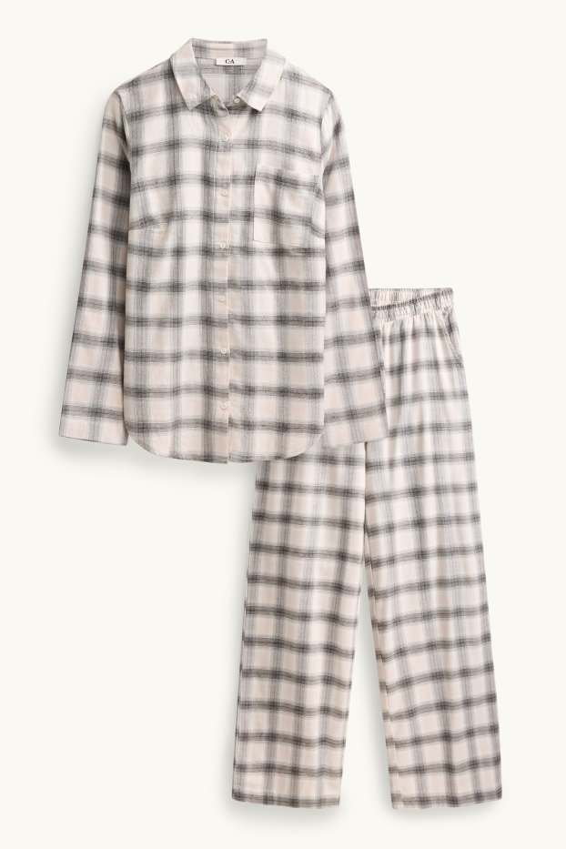 Dona - Pijama - de quadres - beix