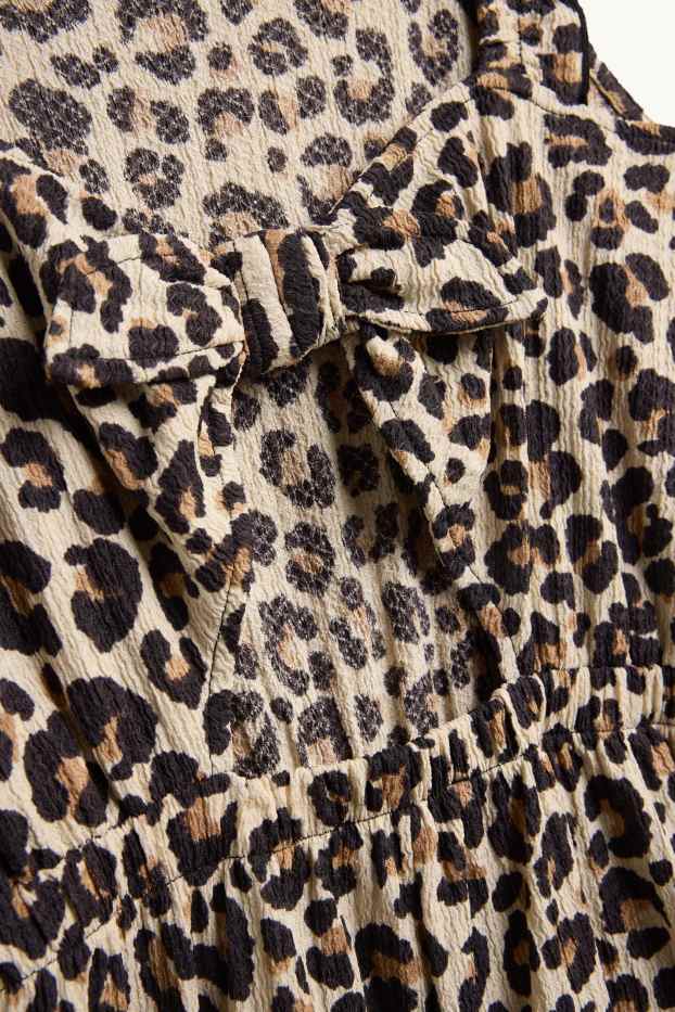 Kinder Mädchen - Jumpsuit - Leo-Print - schwarz / beige