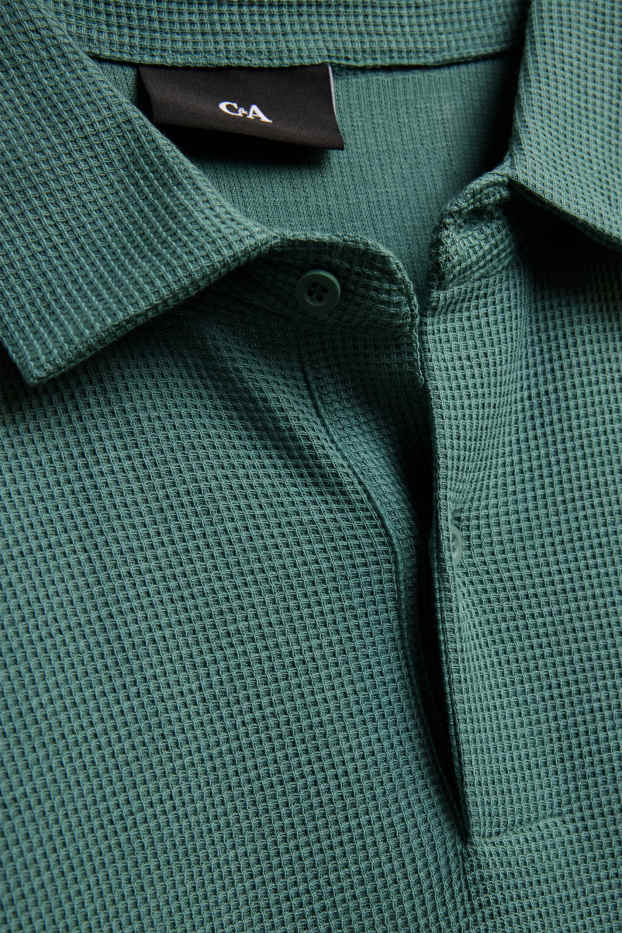Hommes - Polo - regular fit - finition texturée - bleu pétrole