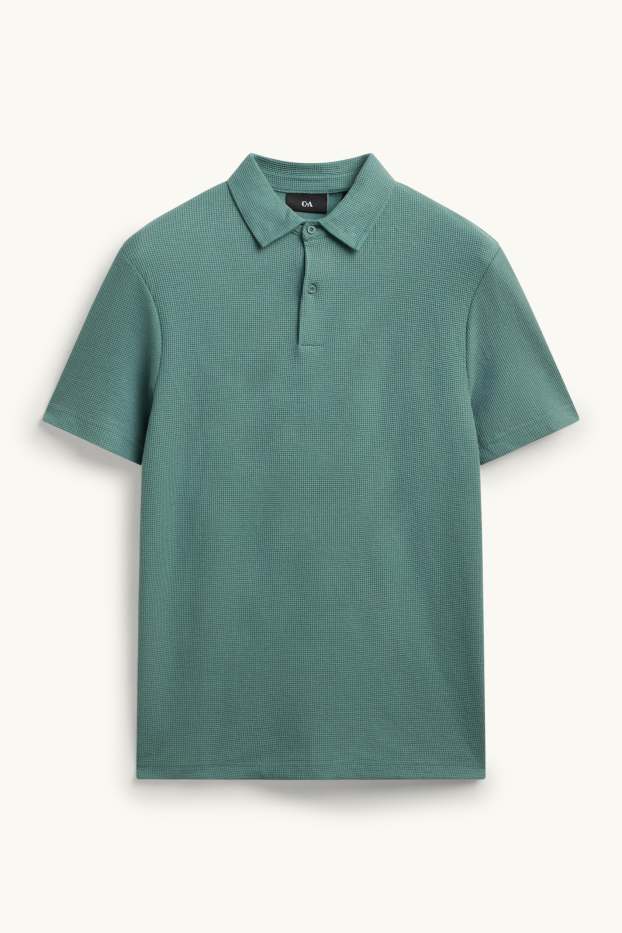 Hommes - Polo - regular fit - finition texturée - bleu pétrole