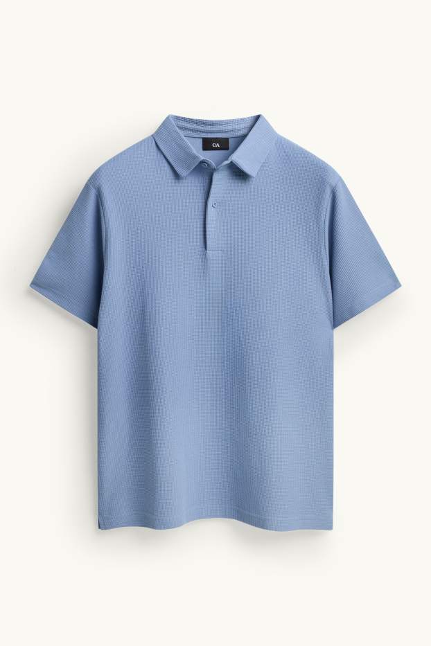 Heren - Poloshirt - regular fit - met structuur - lichtblauw