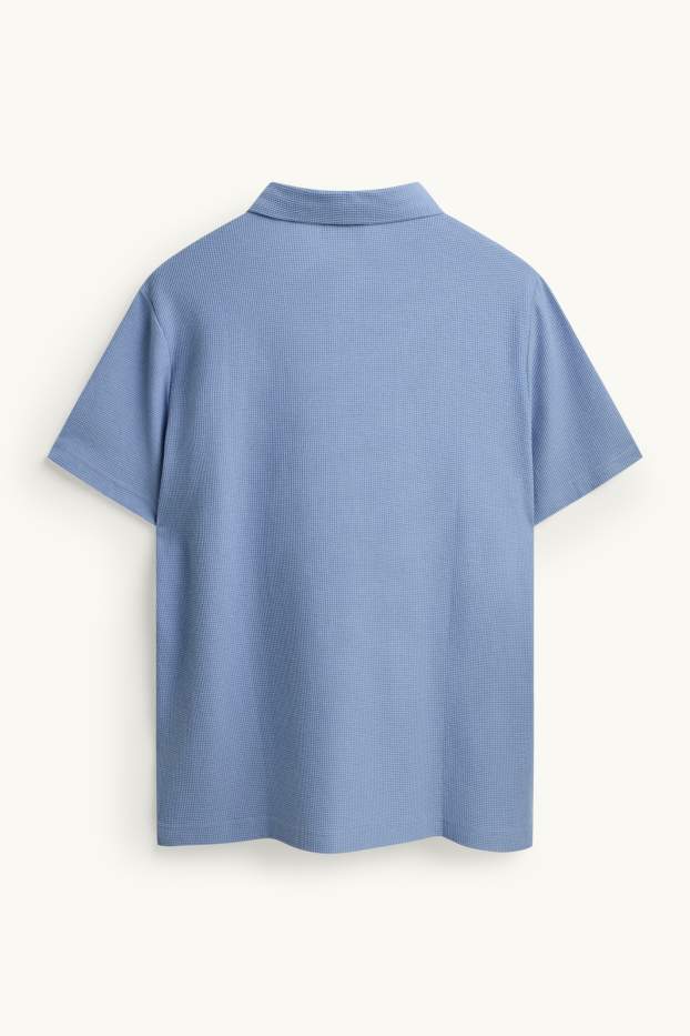 Heren - Poloshirt - regular fit - met structuur - lichtblauw